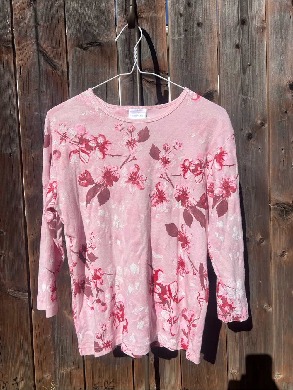 Y2K Blossom Pink Floral Long-Sleeve Top 3/4 quarter sleeve